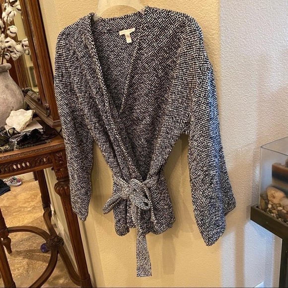 EILEEN FISHER Women 100% Organic Cotton Cardigan Sweater w/ Tie Size Small - Picture 3 of 8